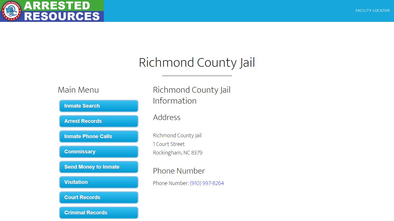 Richmond County Jail - Inmate Search - Rockingham, NC - Arrested Resources